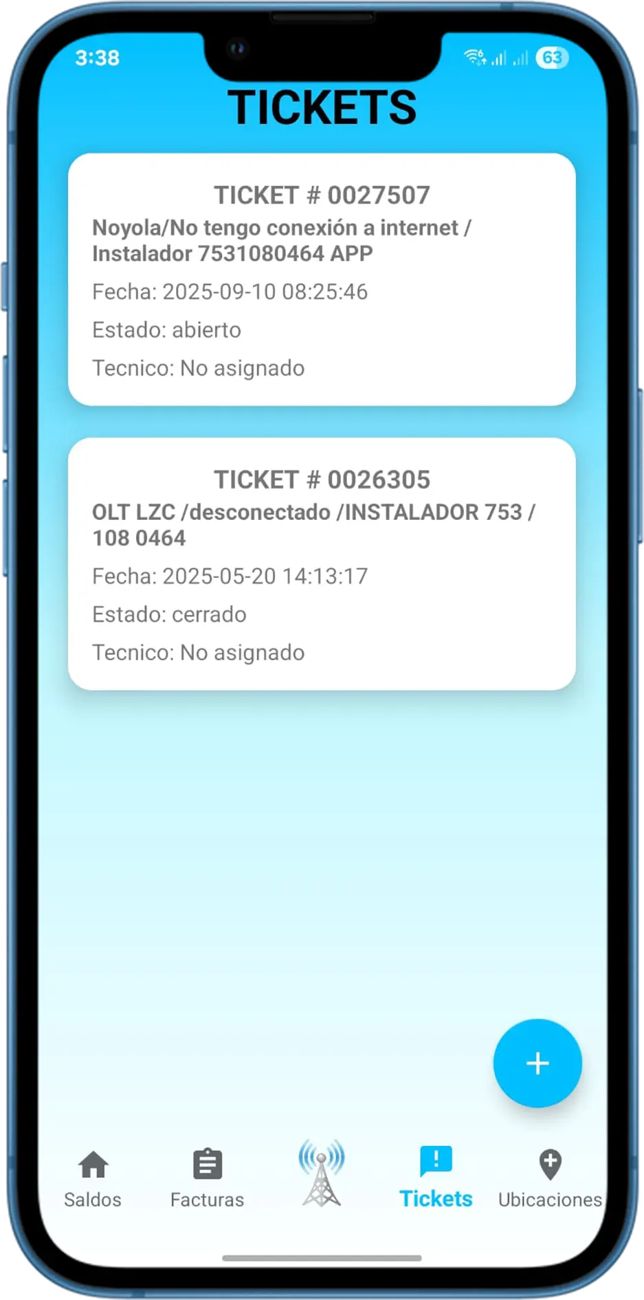 Tickets del cliente